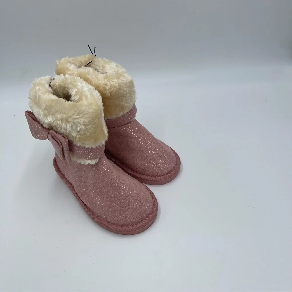 BEBE Shimmer Microsuede Faux Fur Short Boot